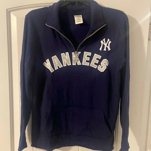 Victorias Secret PINK NY Yankees Quarter Zip Pullover Fleece Sz XS